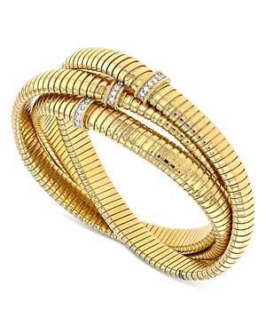 Alberto Milani 18K Yellow Gold Via Mercanti Diamond Triple Layer Tubogas Bangle Bracelet Product Image