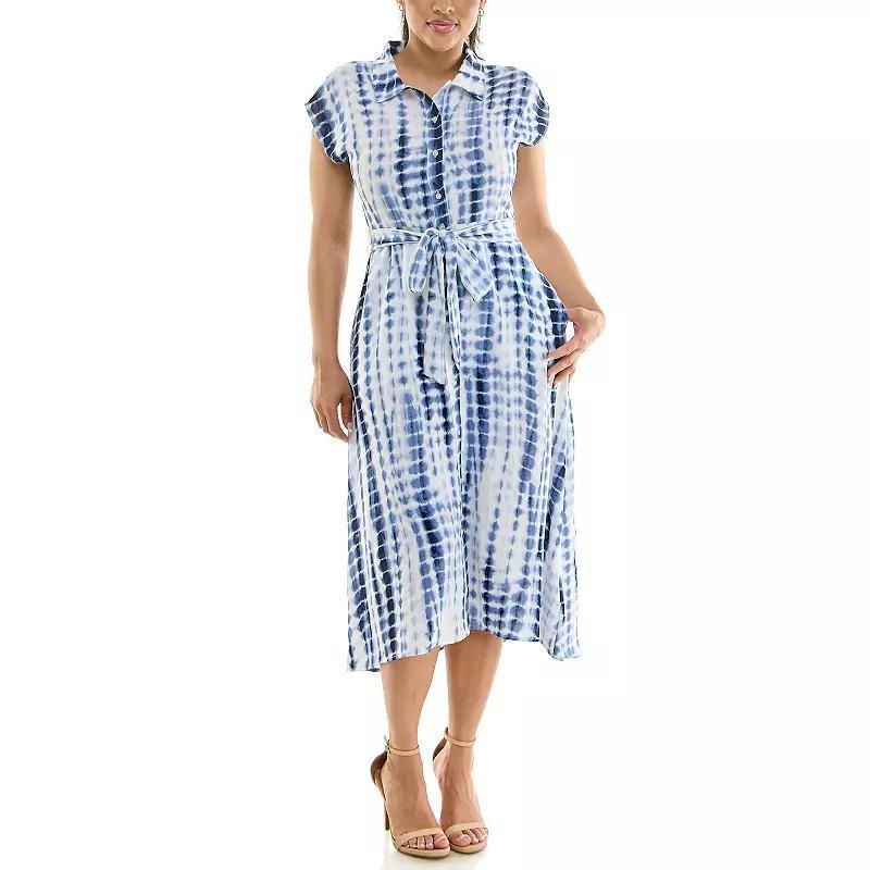 Womens Nina Leonard Collared Button Front Dress Blue Team Product Image