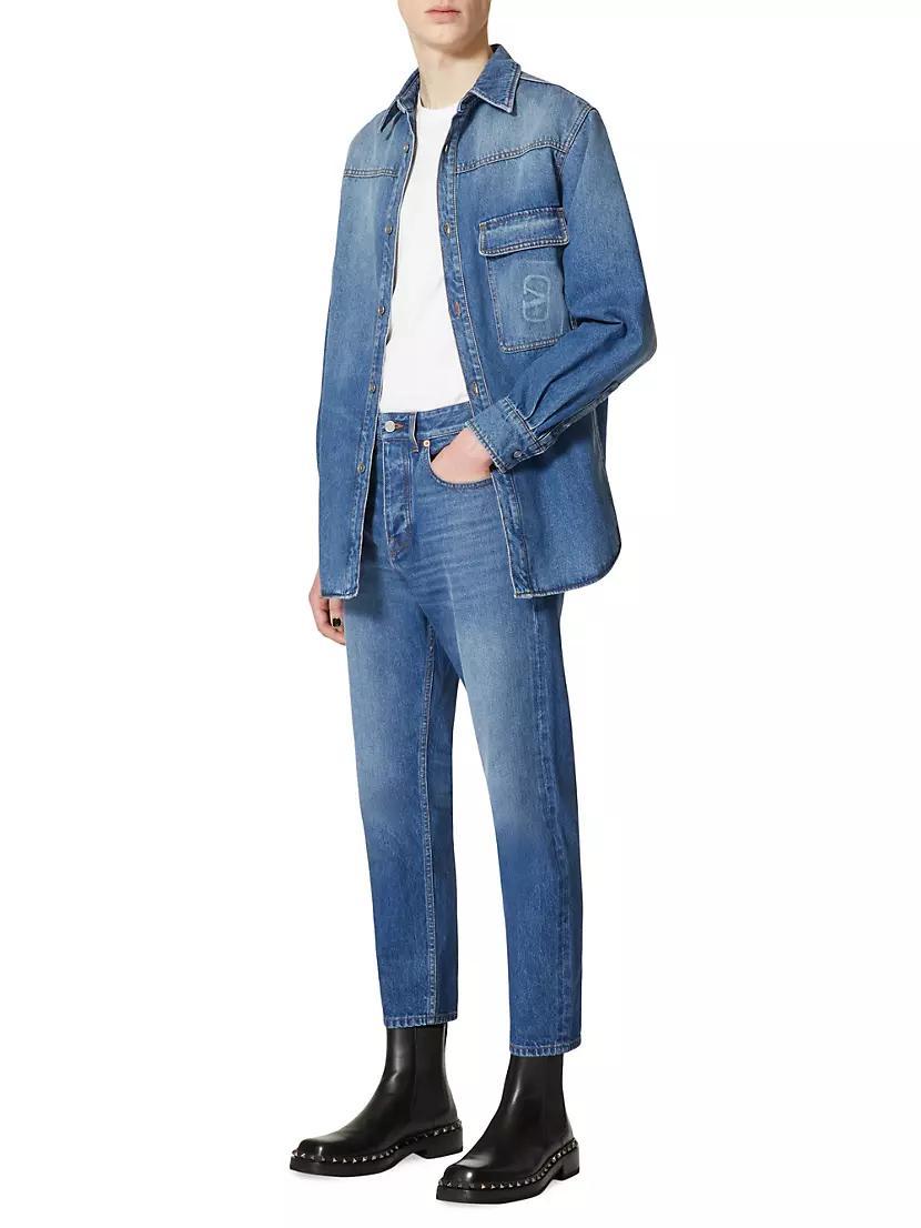 Denim Pants With Embossed Vlogo Signature Product Image