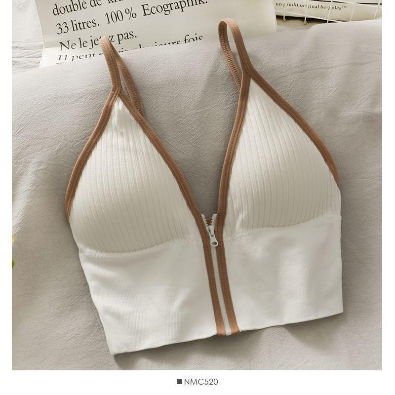 Contrast Trim Zip-Up Bustier Top Product Image