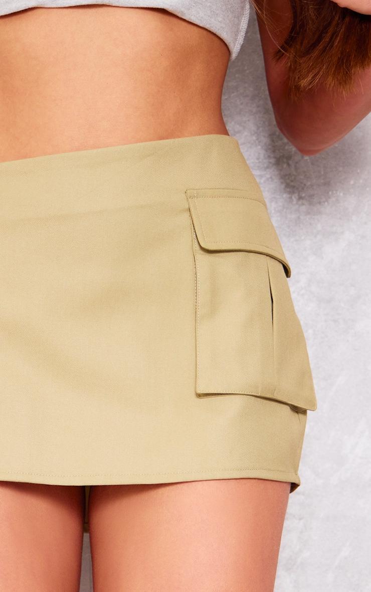 Sage Woven Tailored Wrap Over Pocket Front Mini Skirt Product Image