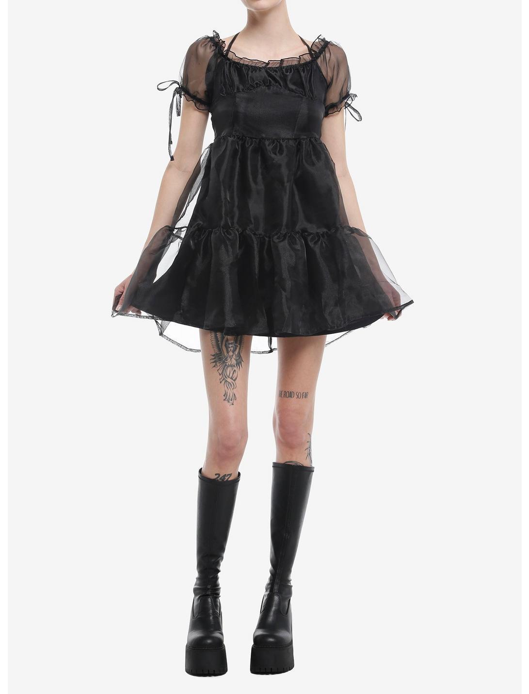 Thorn & Fable® Black Organza Tiered Dress Product Image