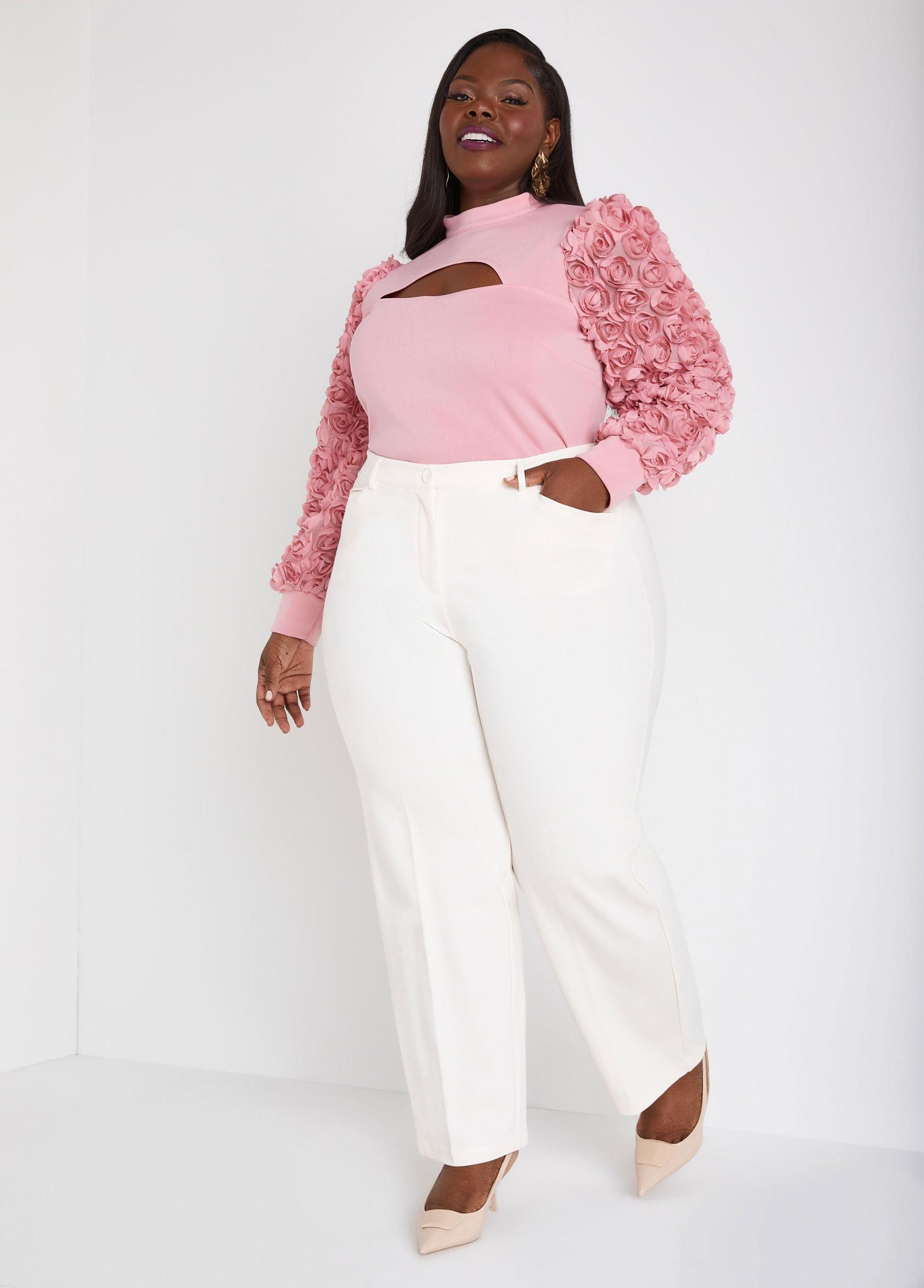 Plus Size Rosette Cutout Top Ashley Stewart Product Image