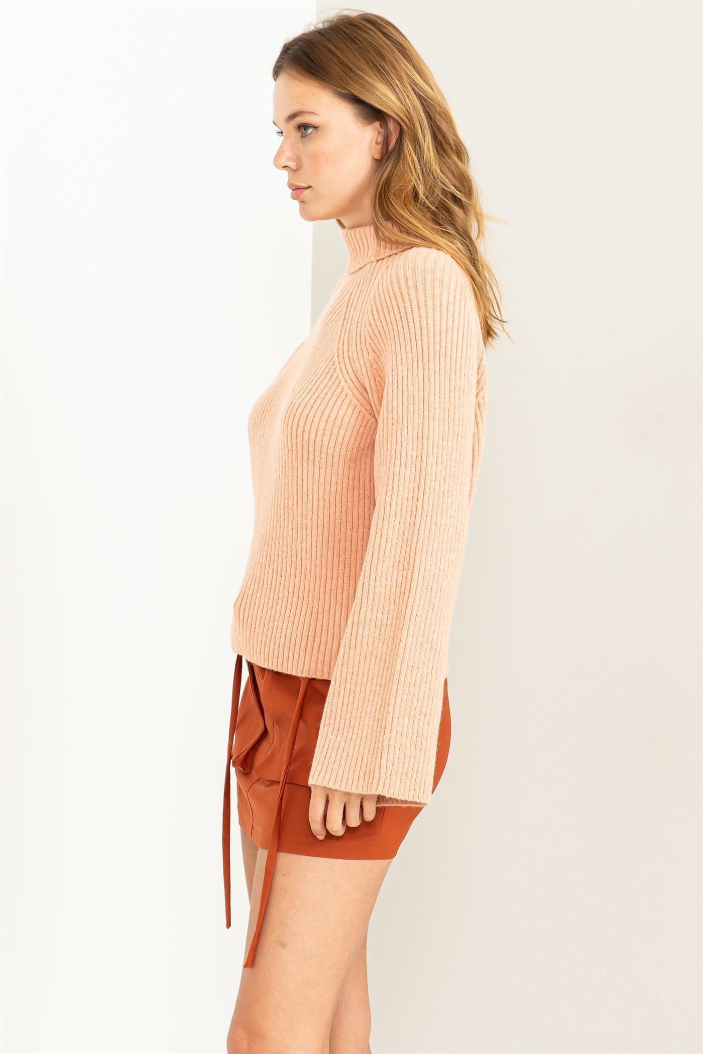 Feeling Inspired Mock Neck Ribbed Sweater Product Image