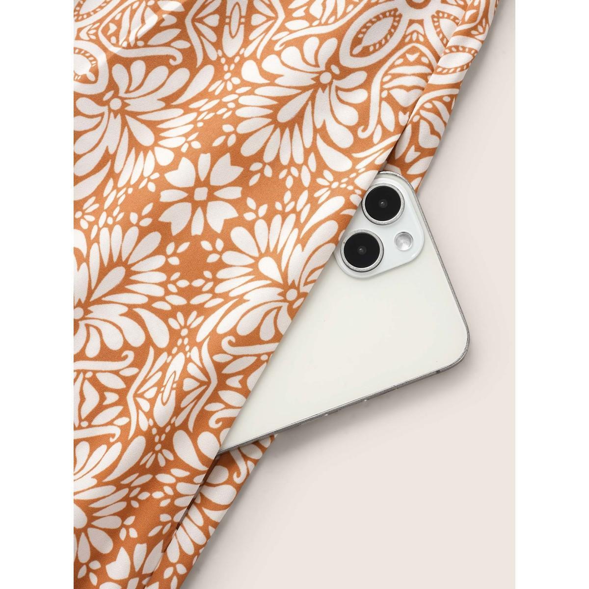 Plus Size V Neck Bandana Dolman Sleeve Midi Dress Brightorange Women Resort Gathered V-neck Short sleeve Curvy BloomChic 18-20/2X Product Image