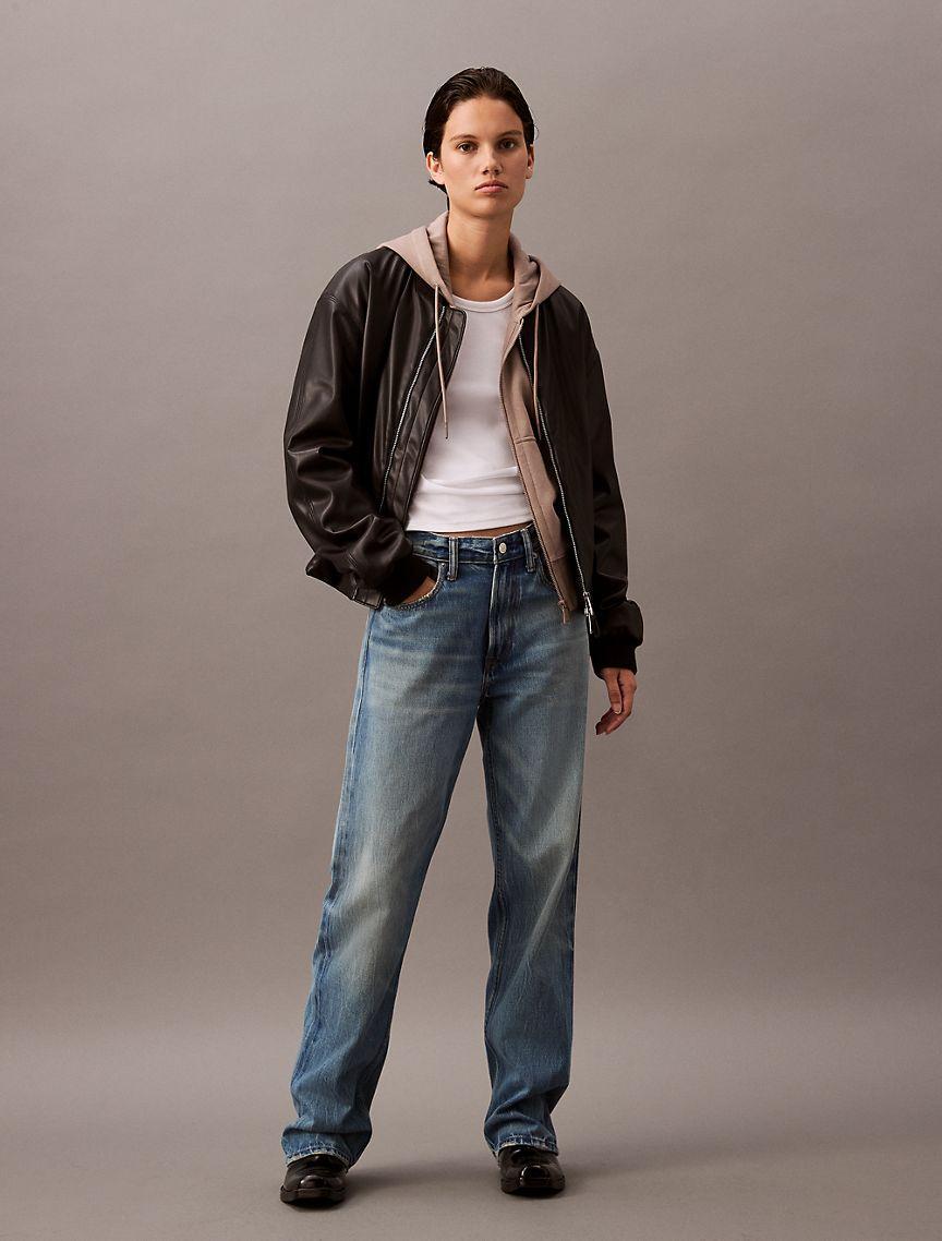 Faux Leather Bomber Jacket Product Image