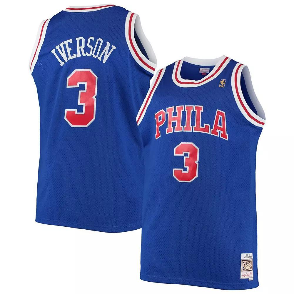 Men's Mitchell & Ness Allen Iverson Royal Philadelphia 76ers Big & Tall Hardwood Classics Swingman Jersey, Size: 5XB, 76r Blue Product Image