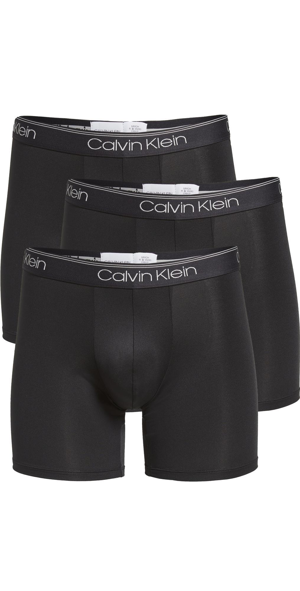 Men's Calvin Klein 3-Pack Microfiber Stretch Boxer Briefs, Size: 2XL, Black Convoy Red Gala Product Image
