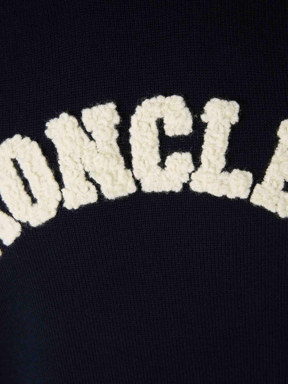 logo-embroidered striped-sleeve sweater Product Image