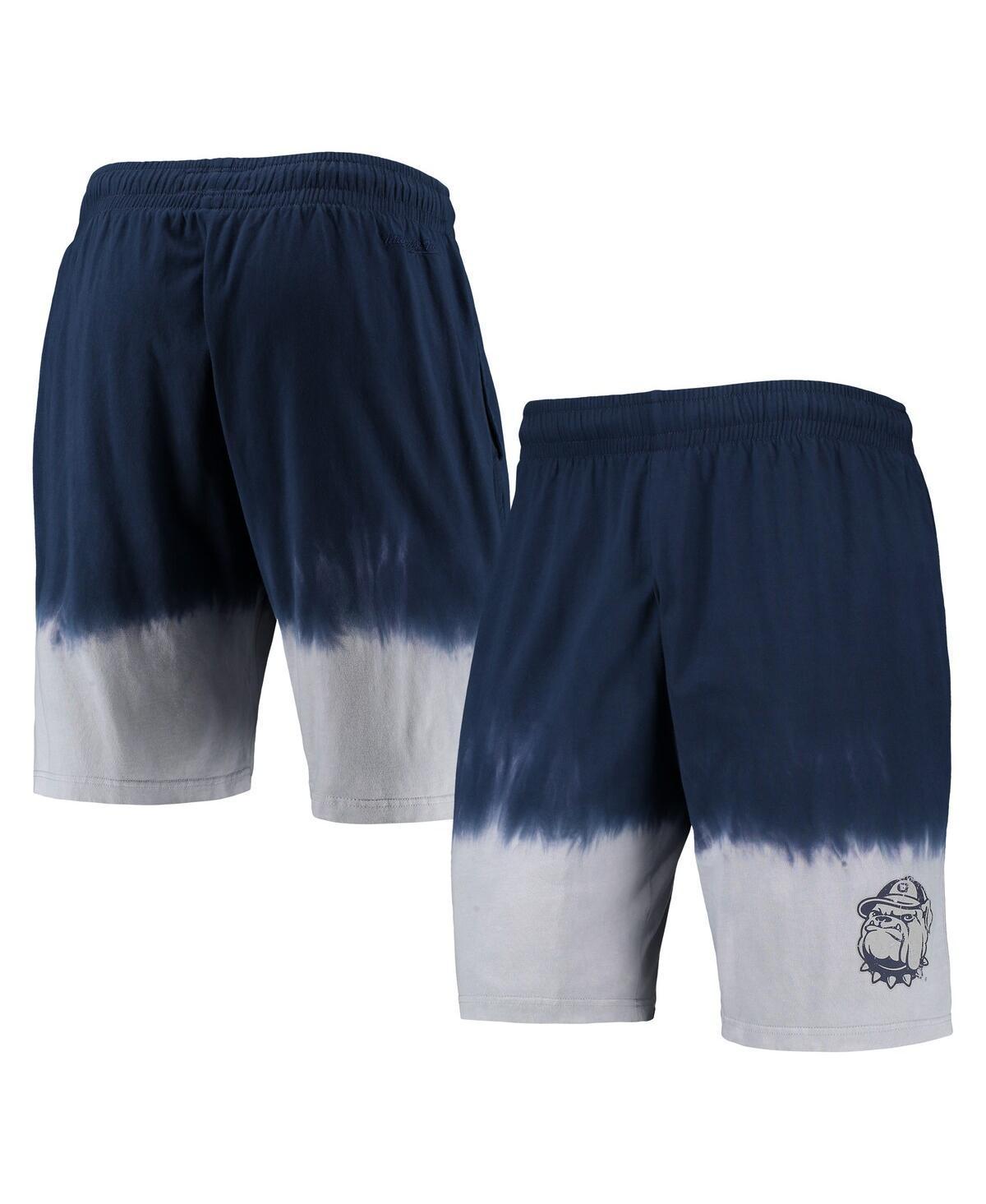 Men's Mitchell & Ness Navy/Gray Georgetown Hoyas Tie-Dye Shorts, Size: Small, Grg Blue Product Image