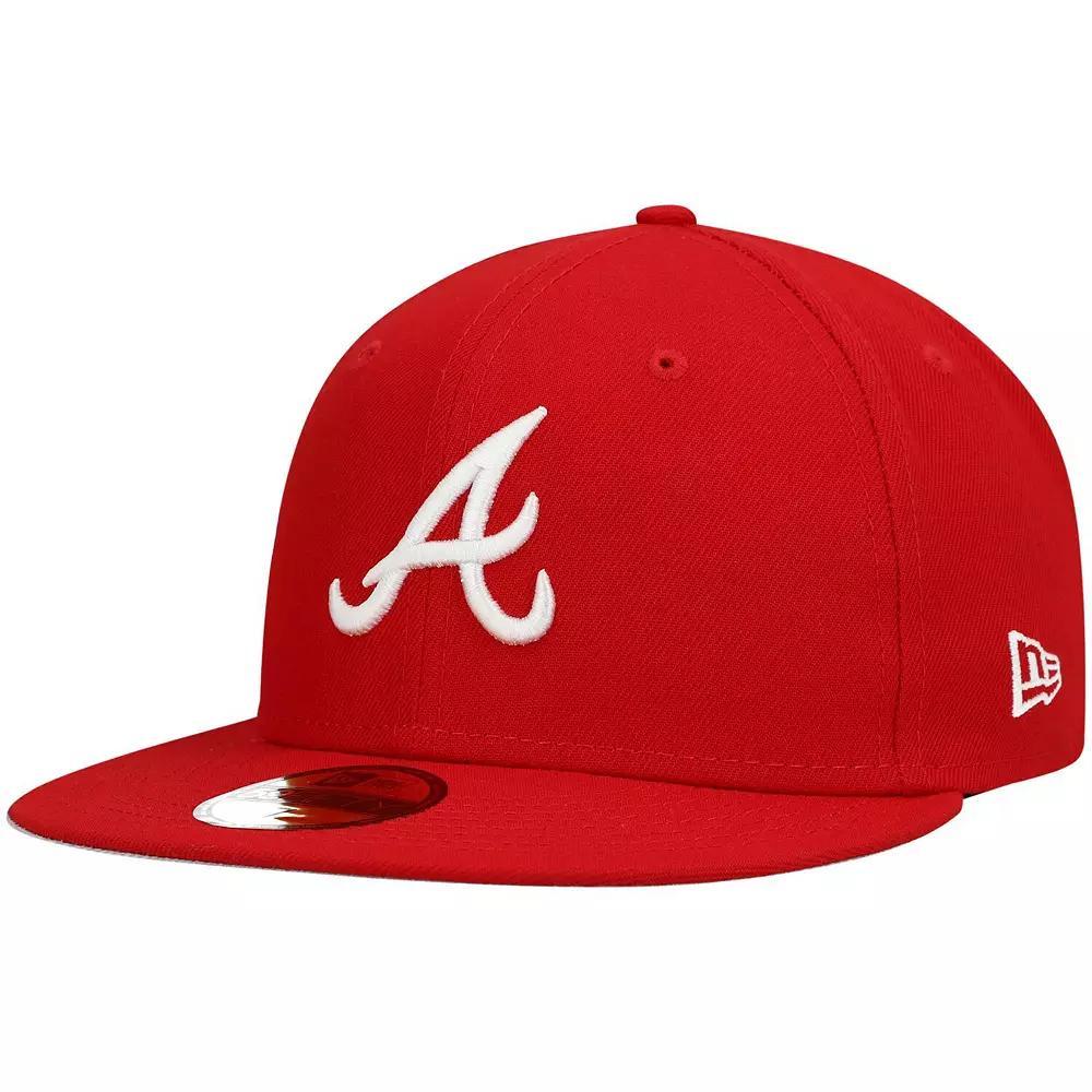 Mens New Era Atlanta Braves White Logo 59FIFTY Fitted Hat Product Image
