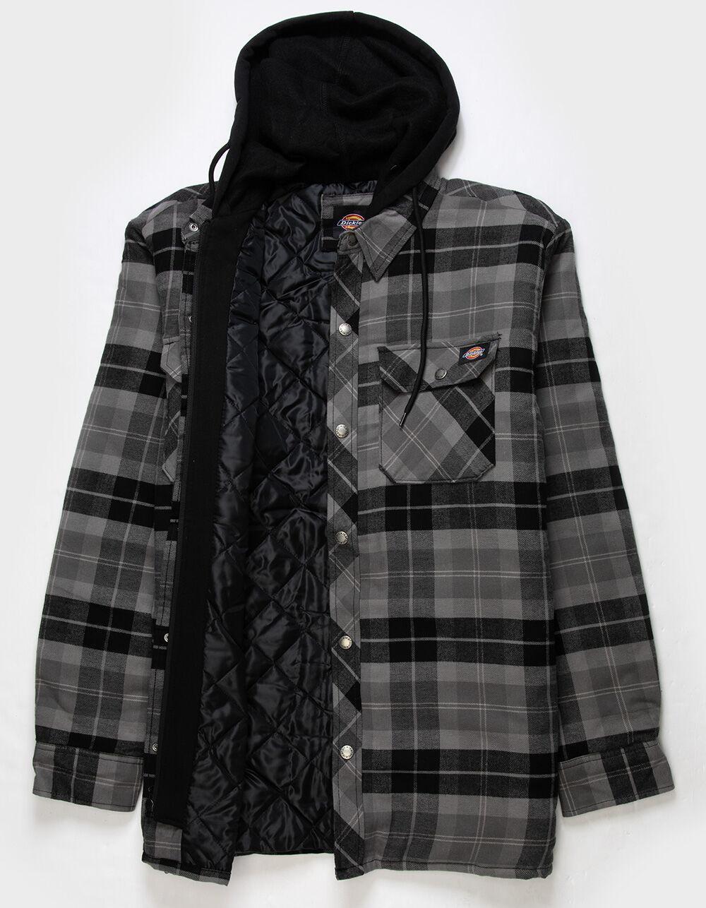 DICKIES Quilted Flannel Hooded Shirt Mens Jacket - BLACK Product Image