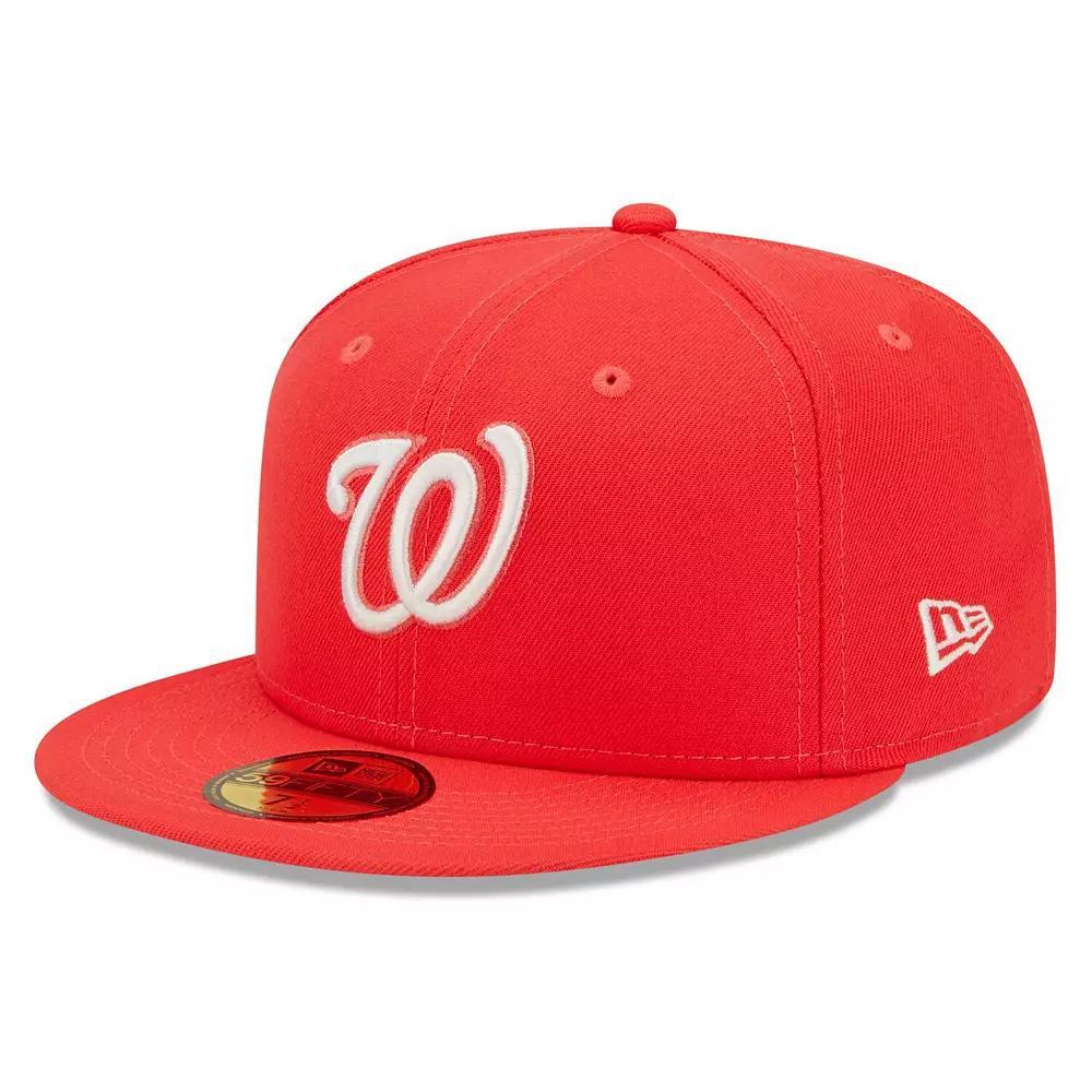 Men's New Era Red Washington Nationals Lava Highlighter Logo 59FIFTY Fitted Hat, Size: 7 1/2 Product Image