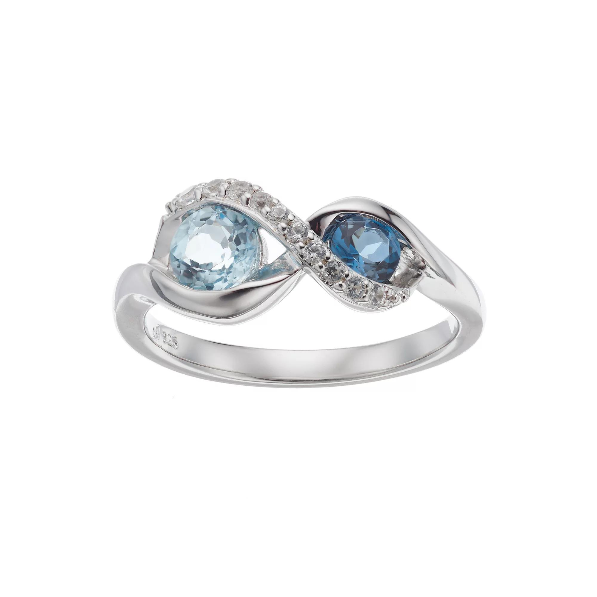 Sterling Silver Blue Topaz & Lab-Created White Sapphire Infinity Ring, Women's, Size: 8 Product Image