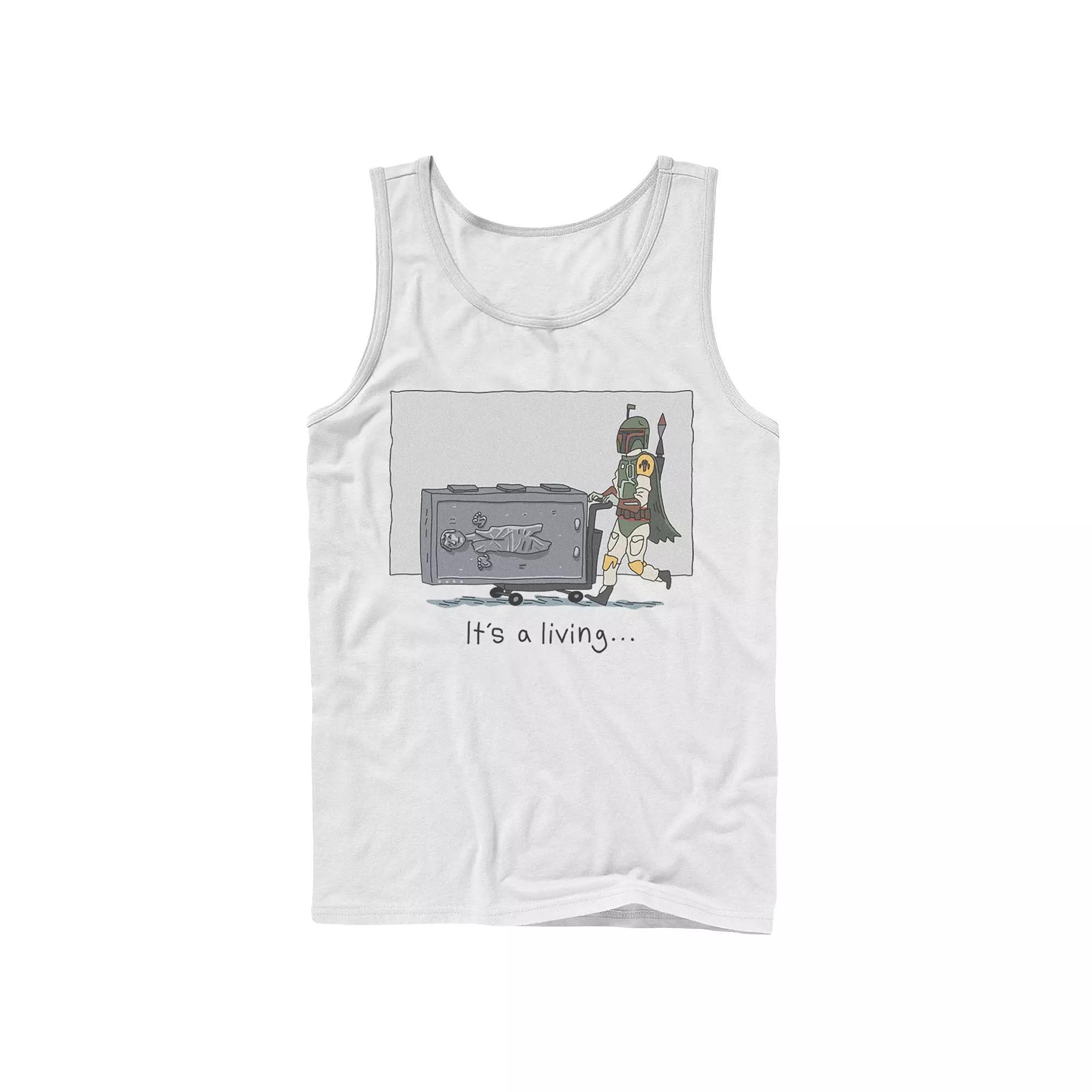 Men's Star Wars Boba Fett It's A Living Doodle Tank Top, Size: Large, White Product Image