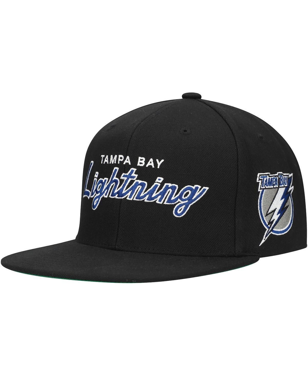 Men's Mitchell & Ness Black Tampa Bay Lightning Core Team Script 2.0 Snapback Hat, Lgh Black Product Image