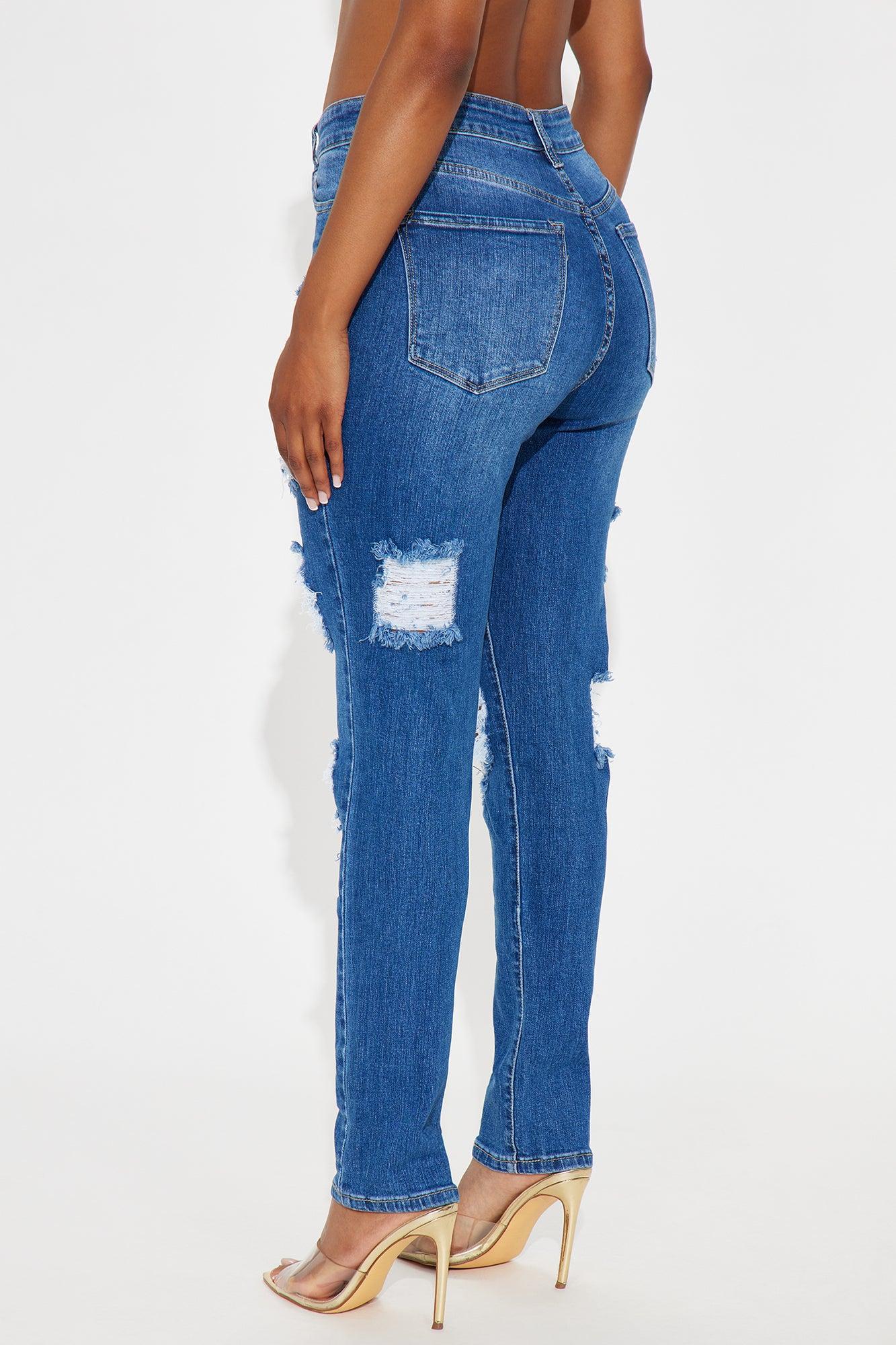 Call Your Mom Destroyed Jeans - Medium Wash Female Product Image