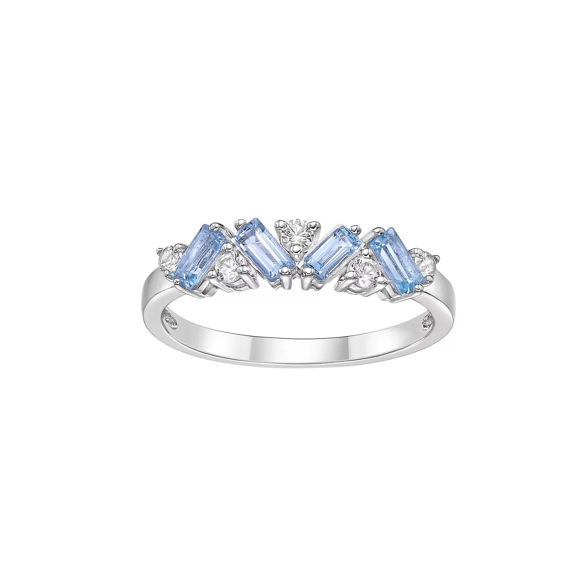 Gemminded Sterling Silver Blue Topaz & Lab-Created White Sapphire Ring, Women's, Size: 5 Product Image
