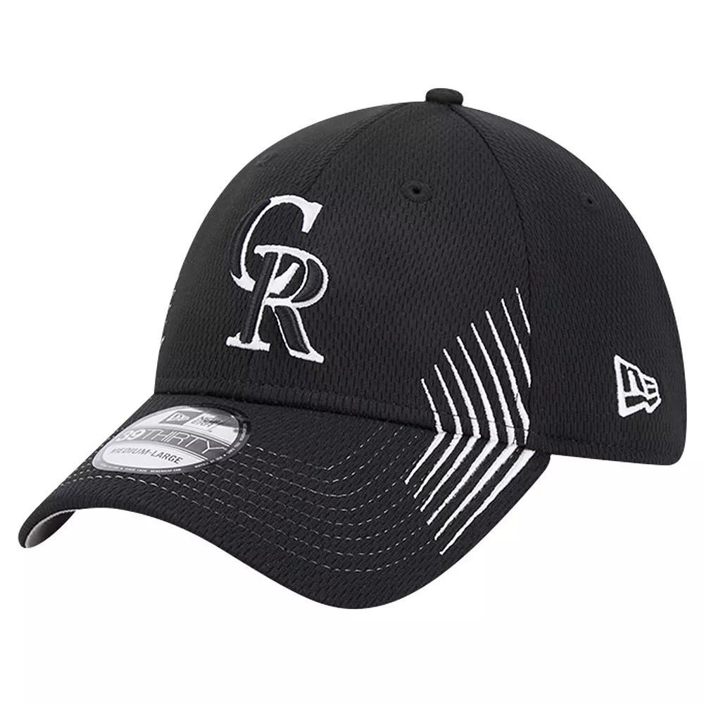 Men's New Era Black Colorado Rockies Active Dash Mark 39THIRTY Flex Hat, Size: Medium/Large Product Image