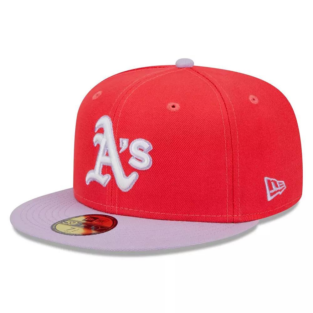 Men's New Era Red/Lavender Oakland Athletics Spring Color Two-Tone 59FIFTY Fitted Hat, Size: 7 Product Image