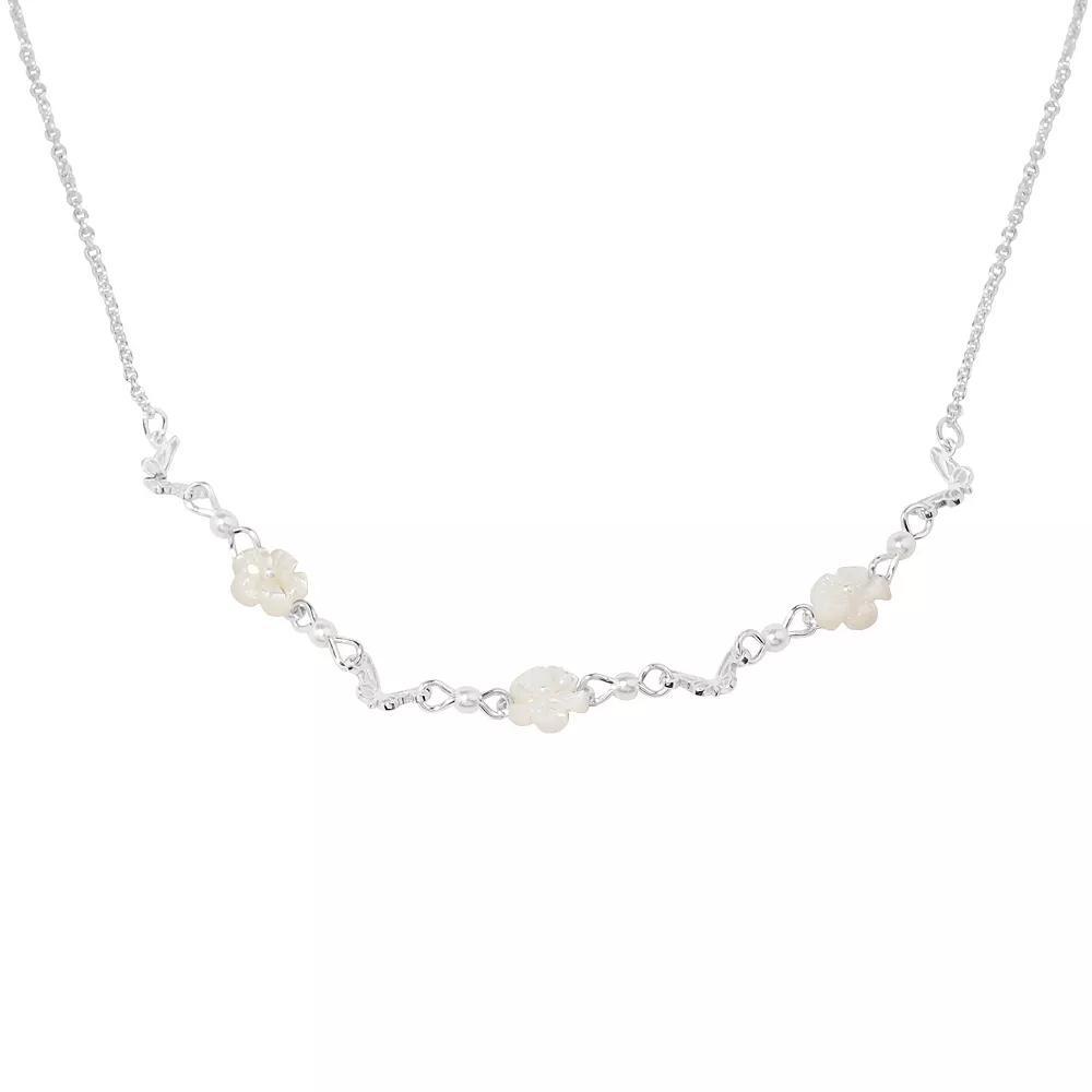 LC Lauren Conrad Silver Tone Flowers and Butterfly Necklace, Women's, Multi Product Image