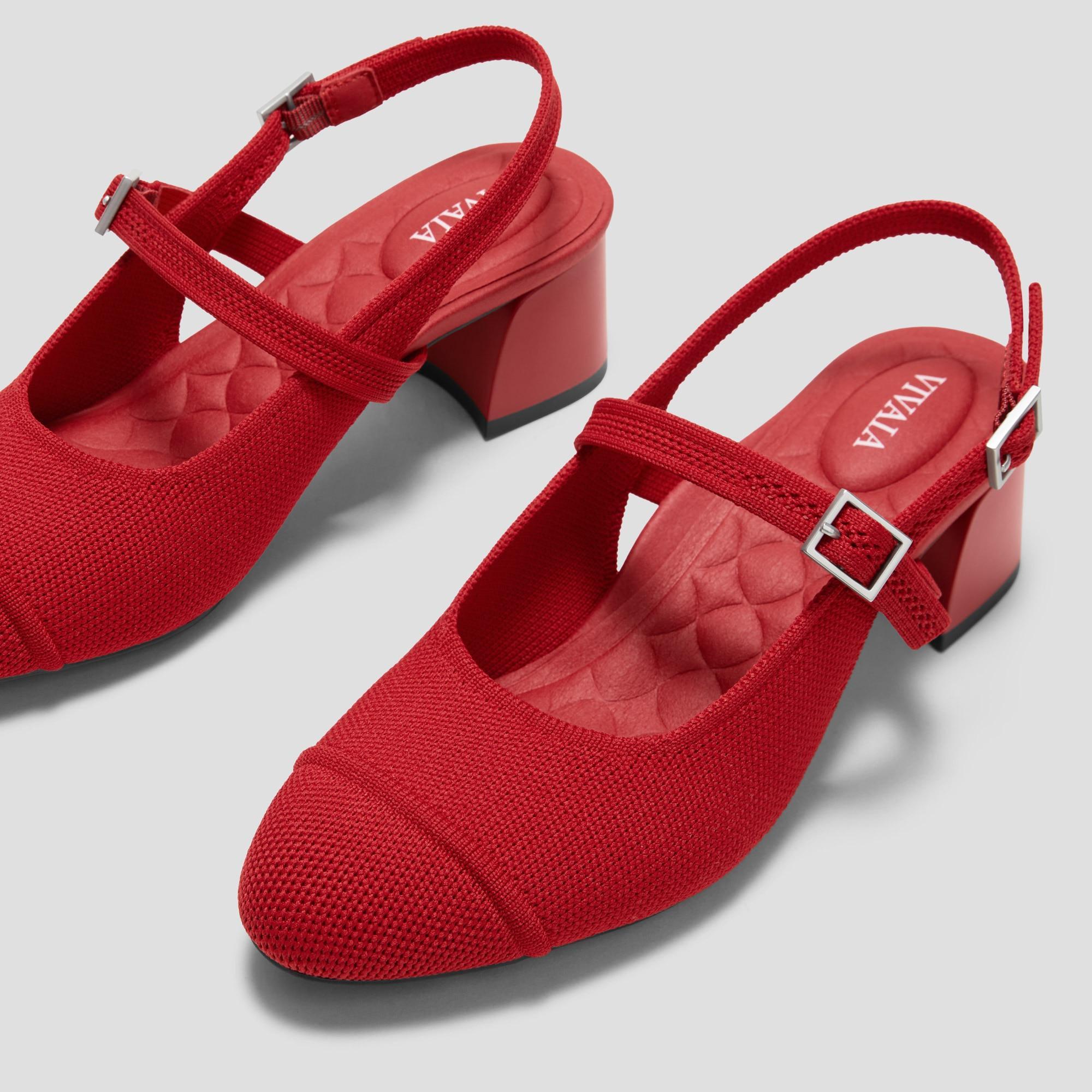 Almond-Toe Slingback Mary-Jane Sandals (Juliana) Product Image