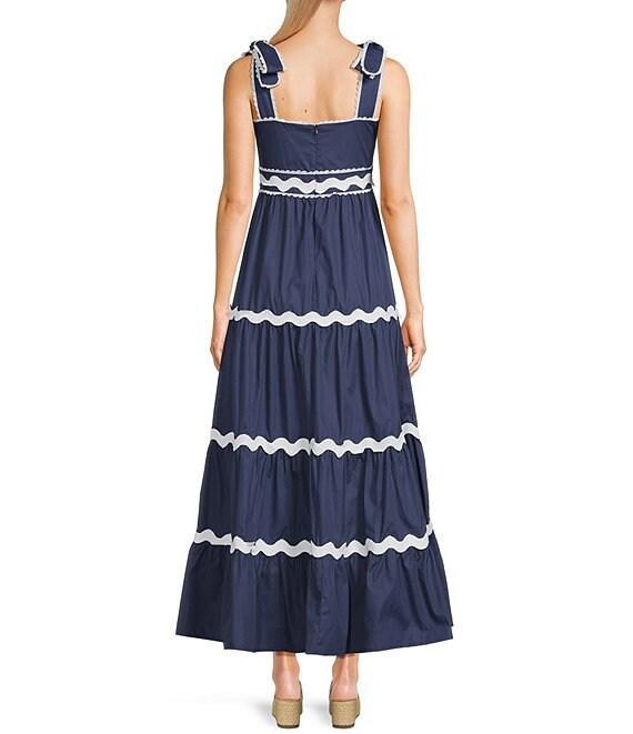TCEC Ricrac Trim Poplin Square Neck Pleated Maxi Dress Product Image