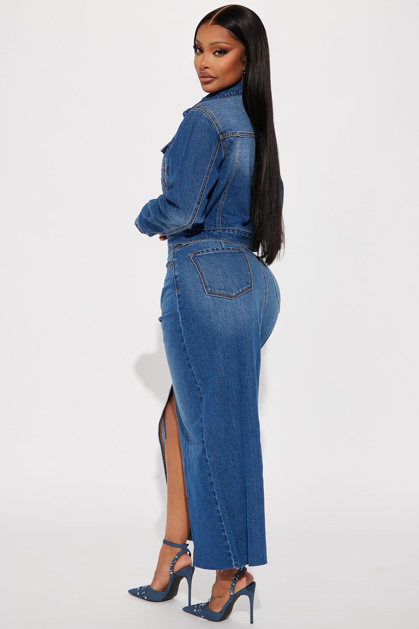 Bailey Denim Maxi Skirt Set - Medium Wash Product Image