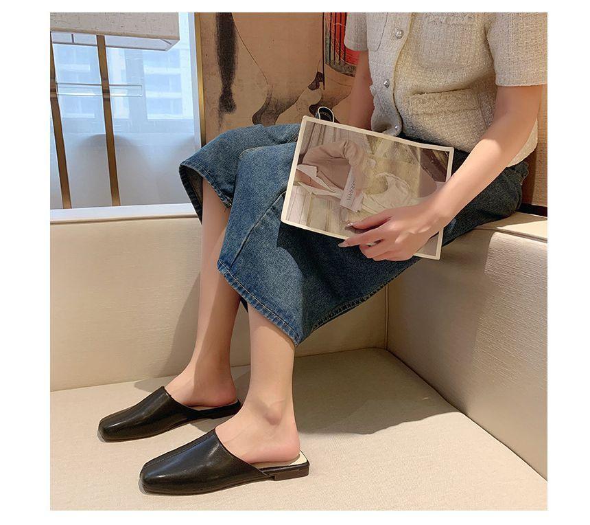 Faux Leather Square-Toe Mules Product Image