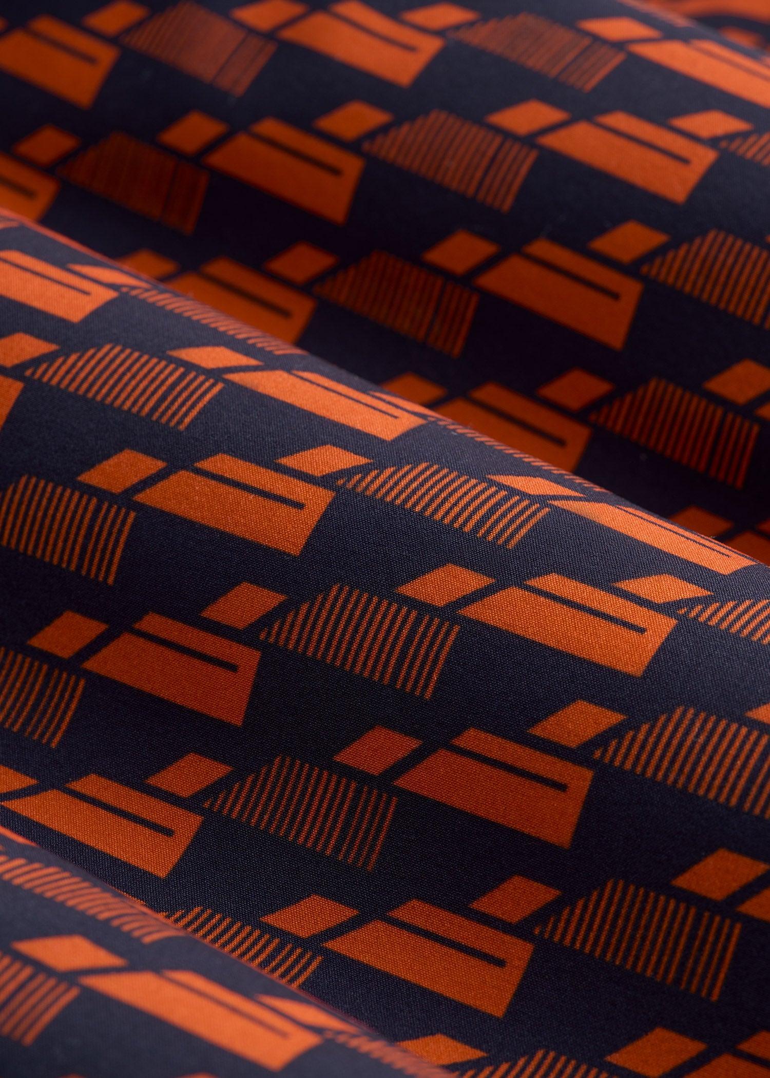 Hi-Tide Scallop Board Shorts for Tall Men in Bright Orange Geometric Male Product Image
