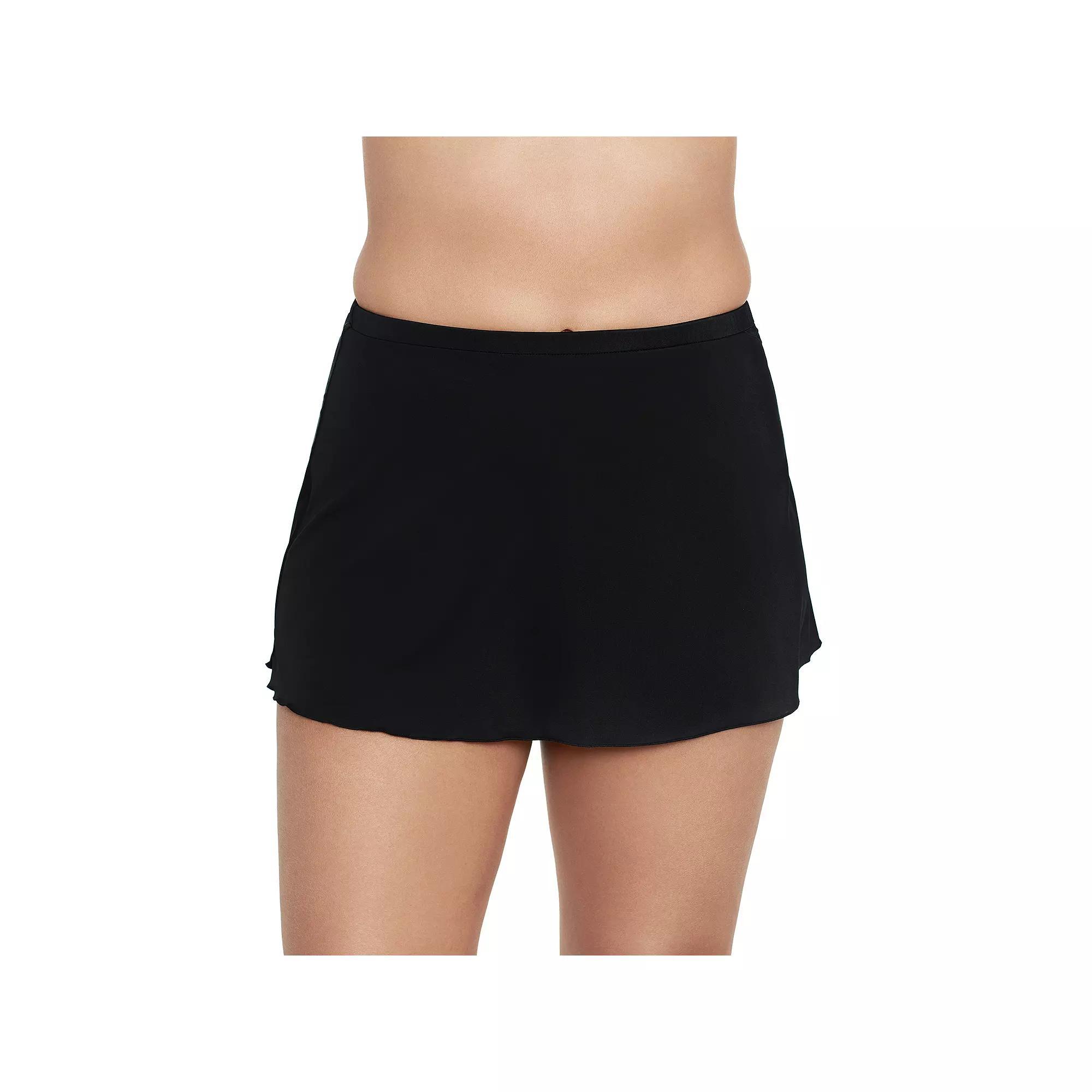 Women's Trimshaper Solid All-Over Control Swim Skirt, Size: 14, Black Product Image