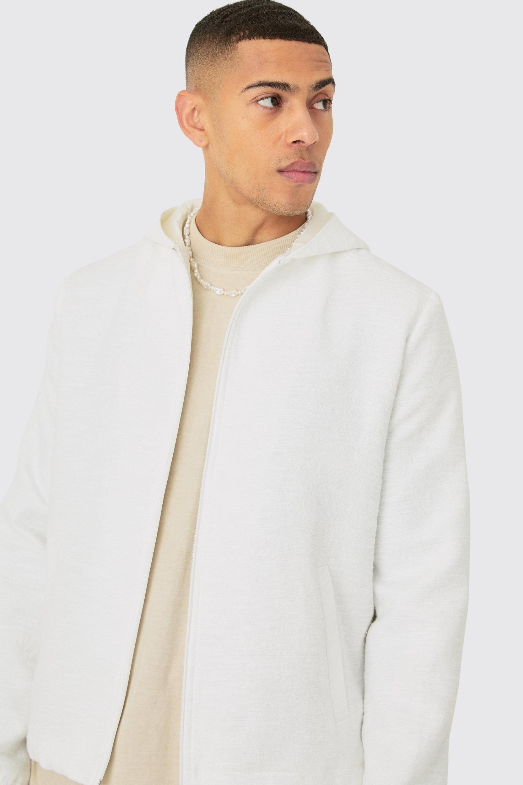 Textured Jacquard Smart Hooded Jacket | boohooMAN USA Product Image