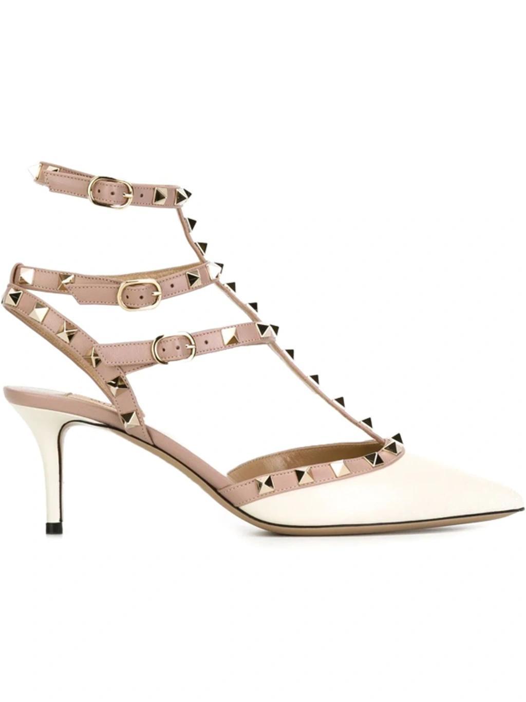 VALENTINO GARAVANI 65mm Rockstud Patent Leather Pumps In Ivory Product Image