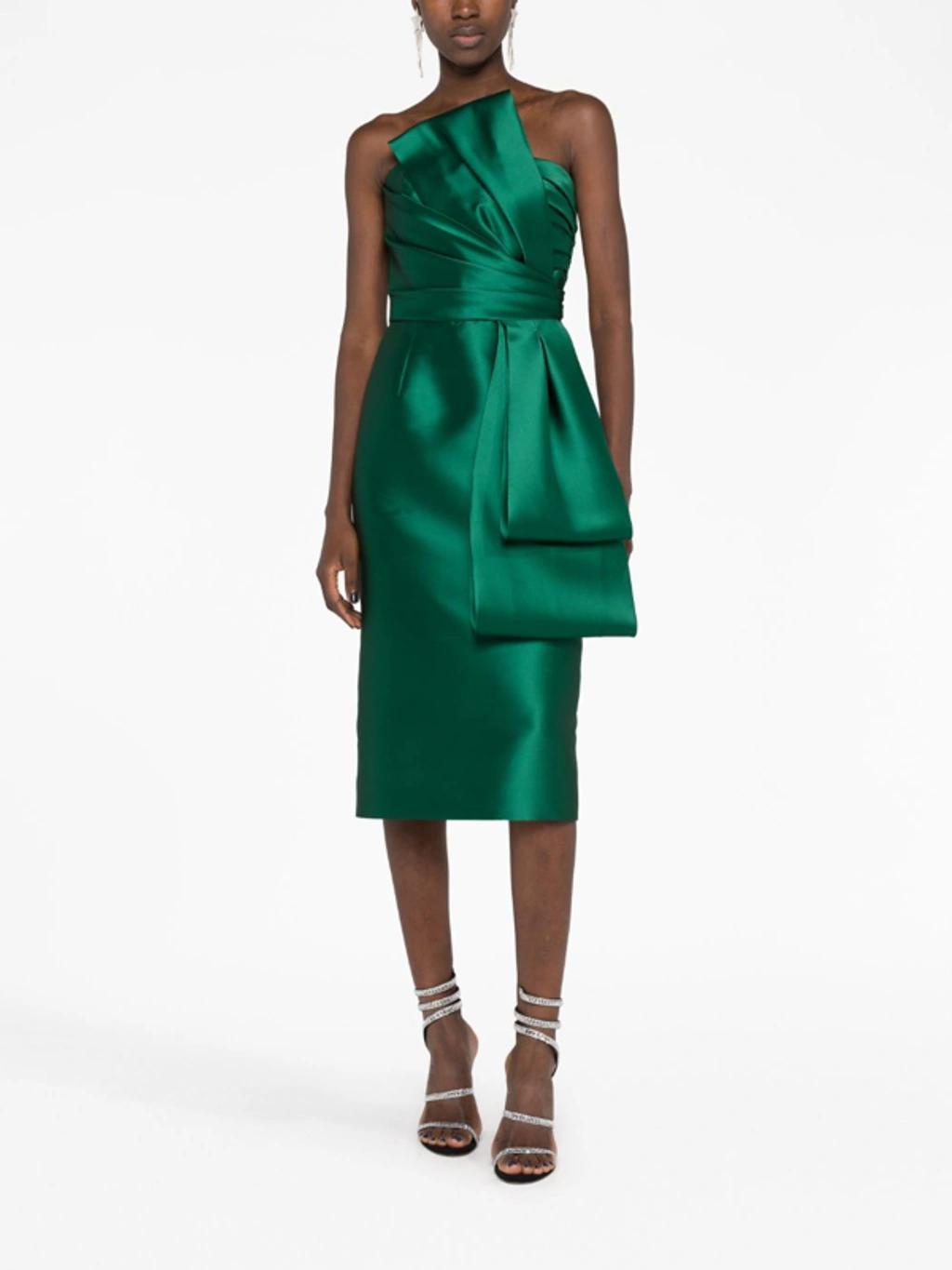 ALBERTA FERRETTI Mikado Long Dress In Green Product Image