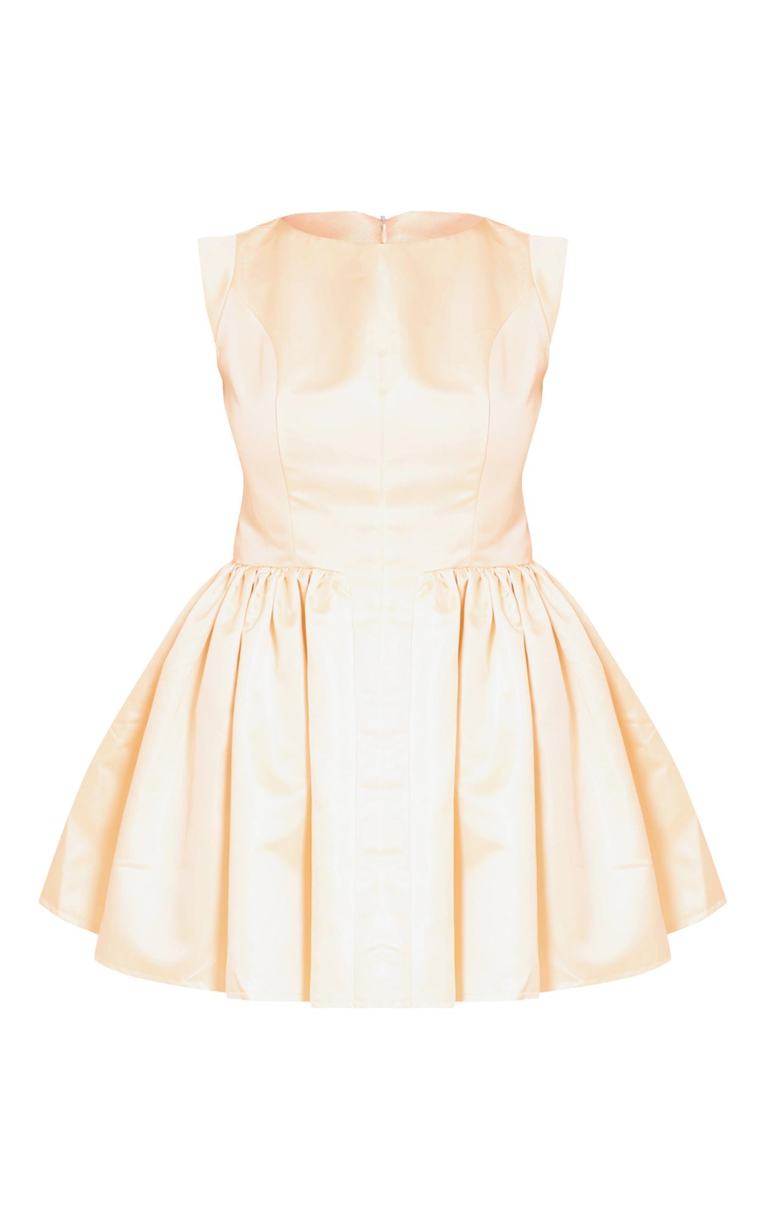 Shape Butter Yellow Boat Neck Cap Sleeve Skater Mini Dress Product Image