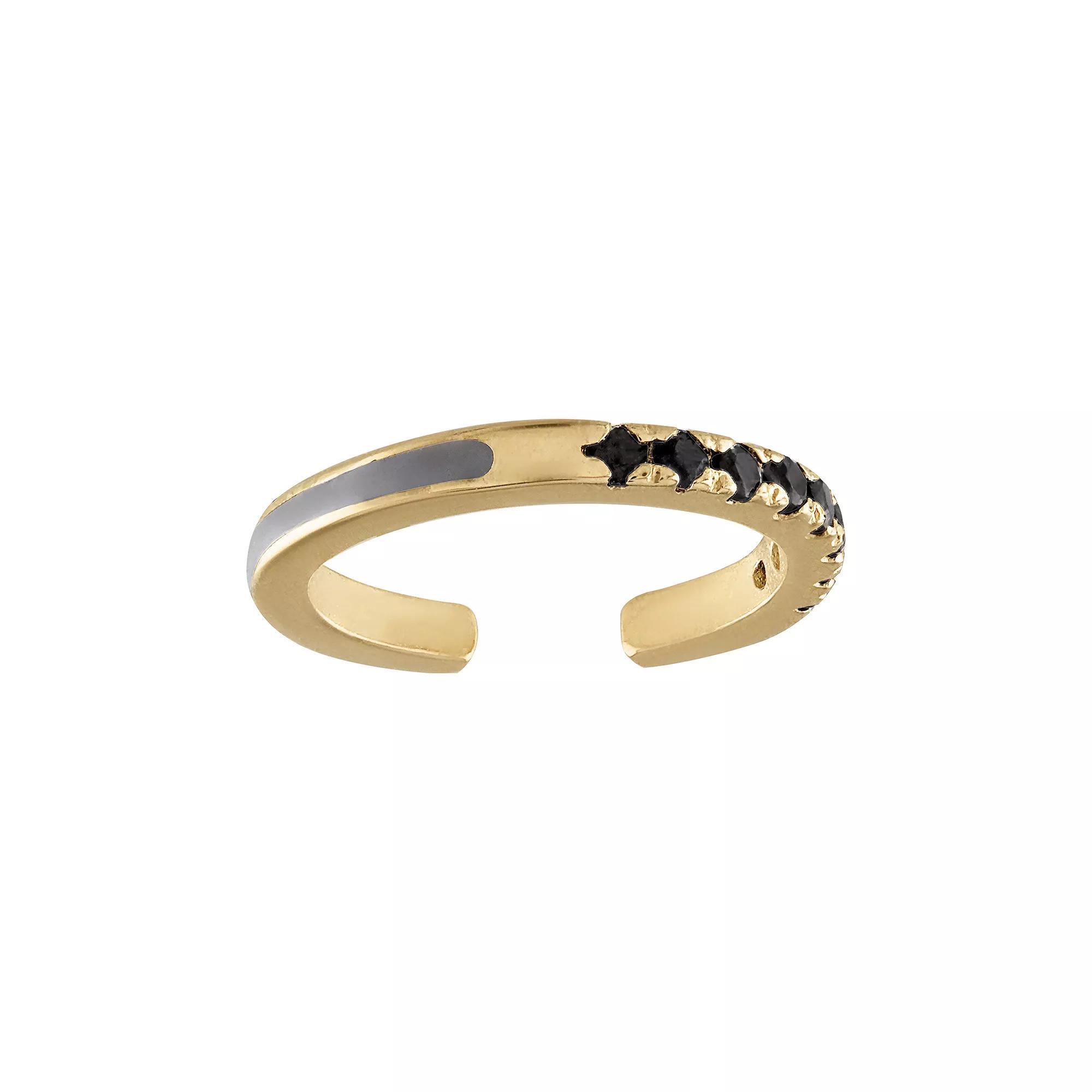 Amella Jewels 10k Gold Cubic Zirconia Ear Cuff, Women's, Black Product Image