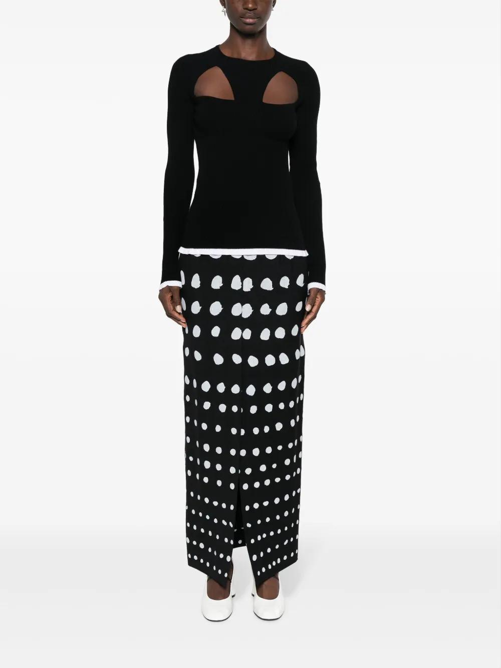 MSGM Logo-intarsia Cut-out Jumper In Nero Product Image