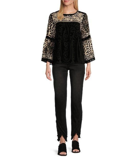 John Mark Stretch Denim Asymmetrical Frayed Jean Product Image