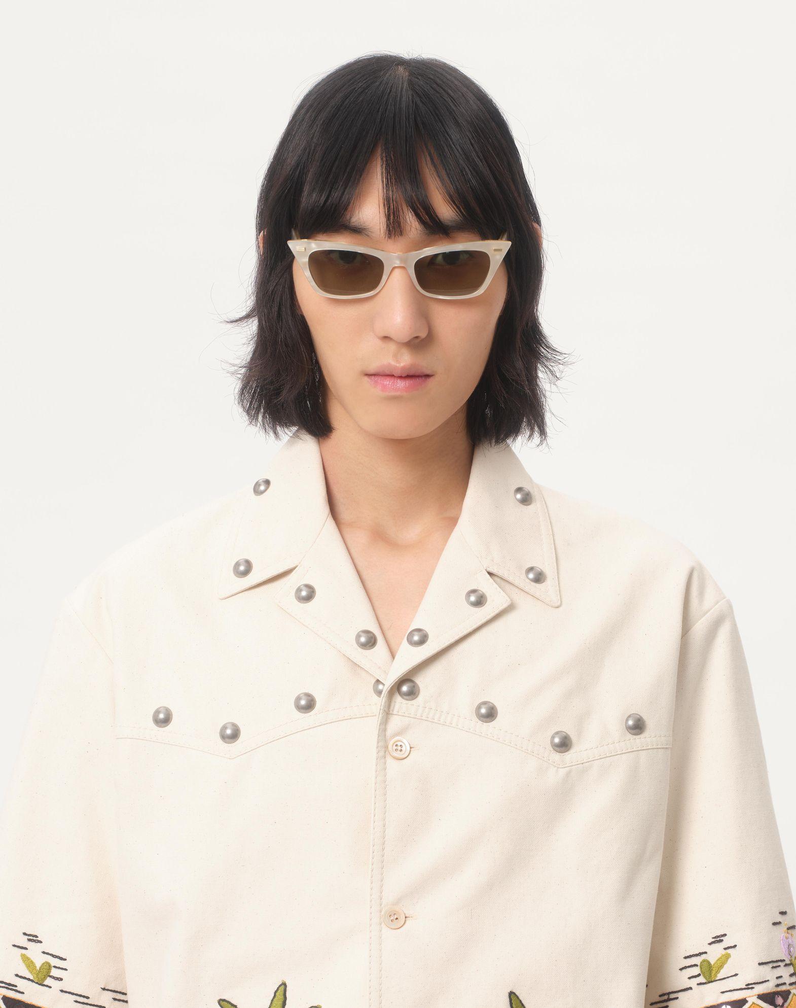 Cotton Canvas Shirt With Floral Embroidery Product Image