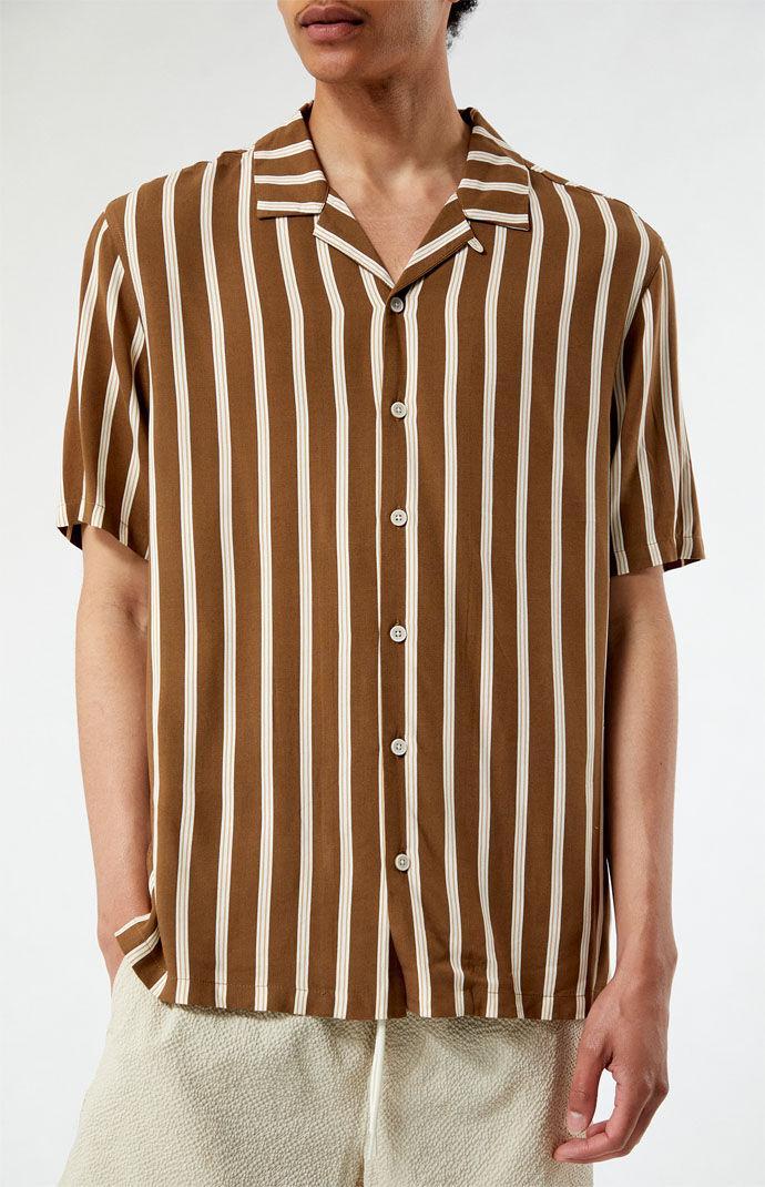 Mens Striped Camp Shirt - Product Image