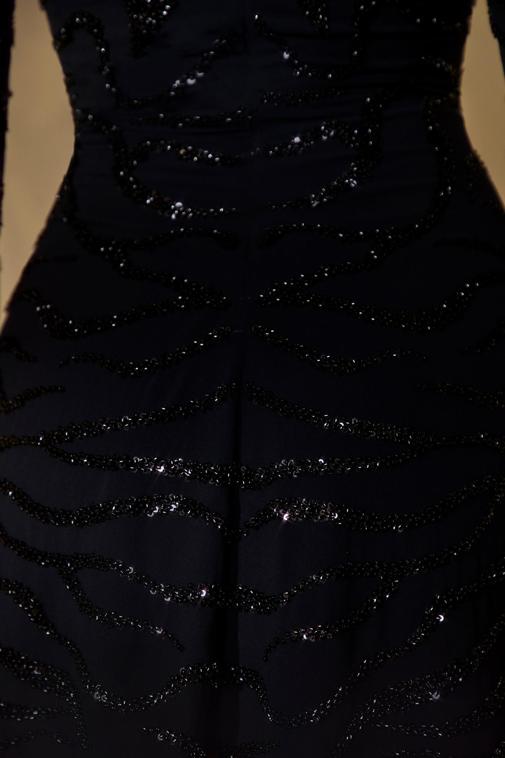 Long Sleeve Lace Up Mini Dress in Black Product Image