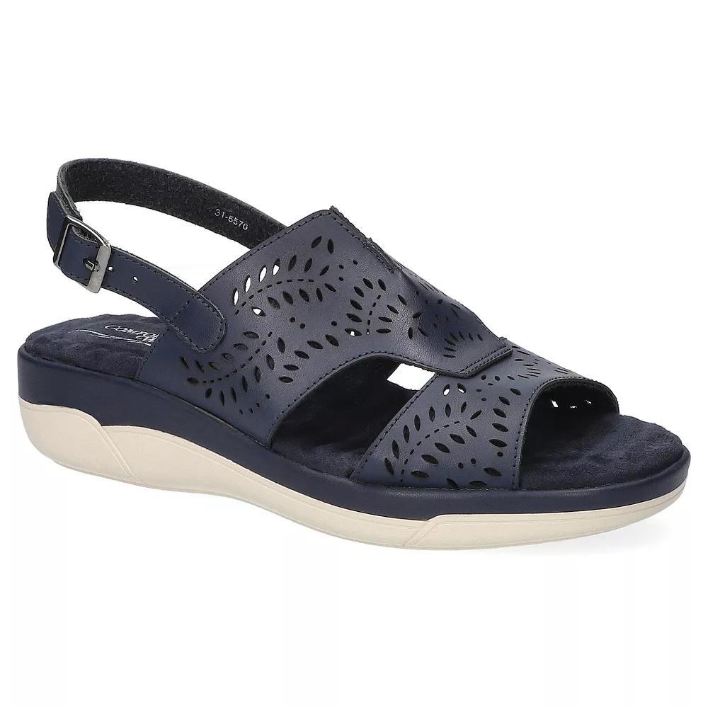 Easy Street Primrose Women's Comfort Platform Slingback Sandals, Size: 7 Wide, Blue Product Image