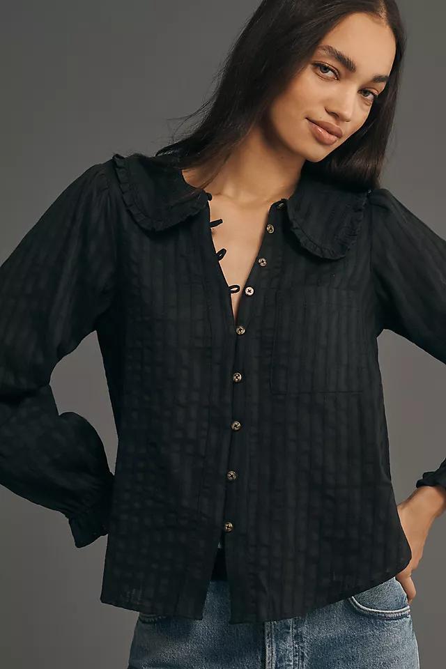 The Keira Collared Button-Front Blouse by Pilcro: Long-Sleeve Edition Product Image