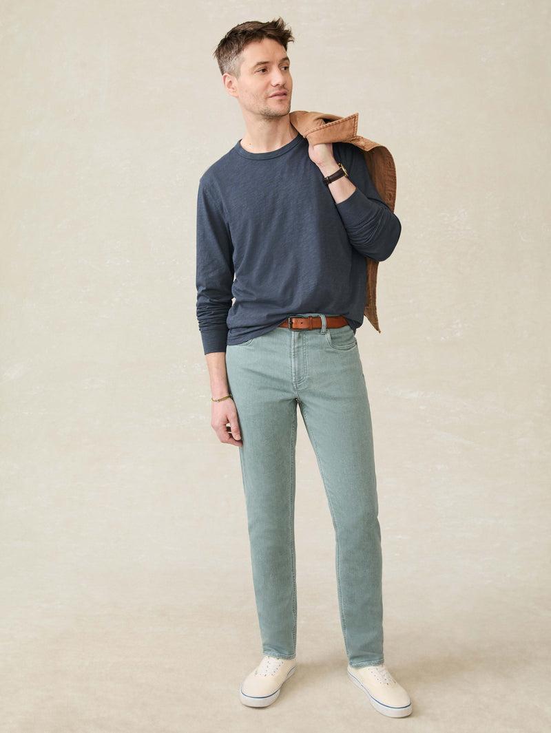 Long-Sleeve Sunwashed Regenerative Cotton Tee - Dune Navy Product Image