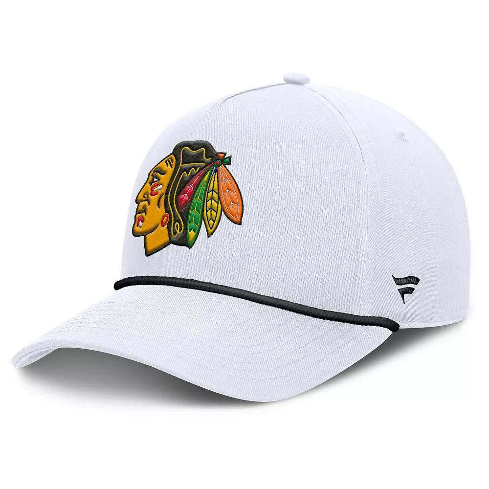 Men's Fanatics White Chicago Blackhawks Rope A-Frame Adjustable Hat Product Image