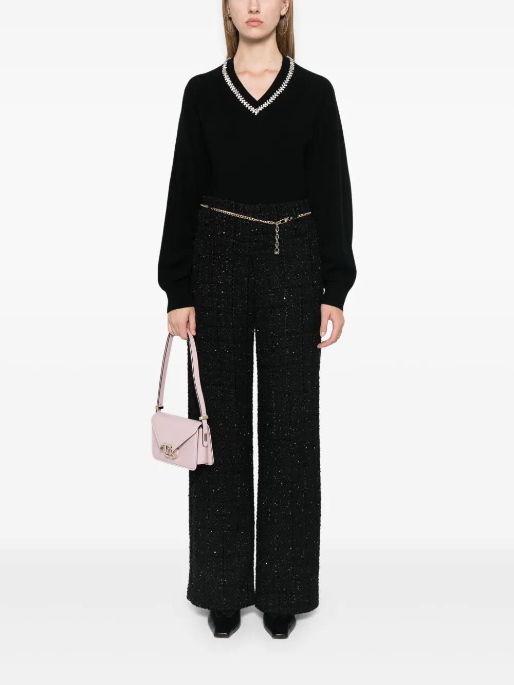 sequinned tweed trousers Product Image