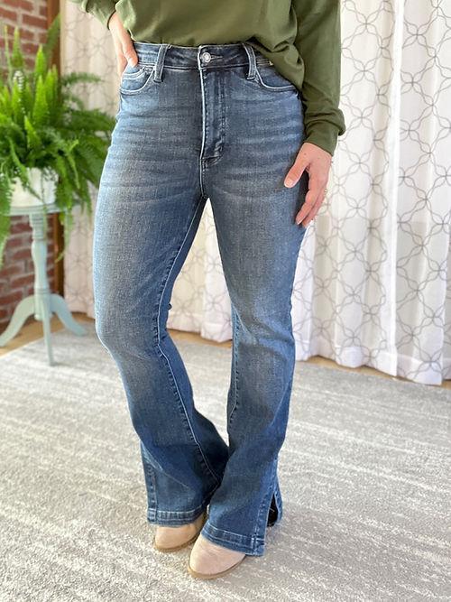 Enya Hi Rise Tummy Control Slim Boot Cut w/ Side Slit Judy Blue Jeans Product Image