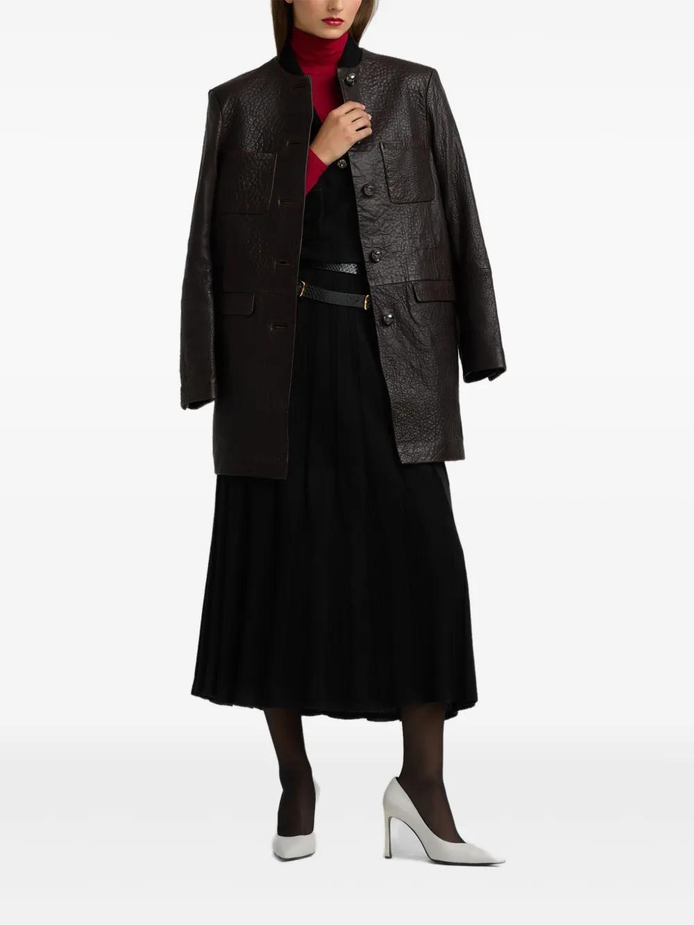 ST JOHN Vintage Edge Leather Coat In Mgny Product Image