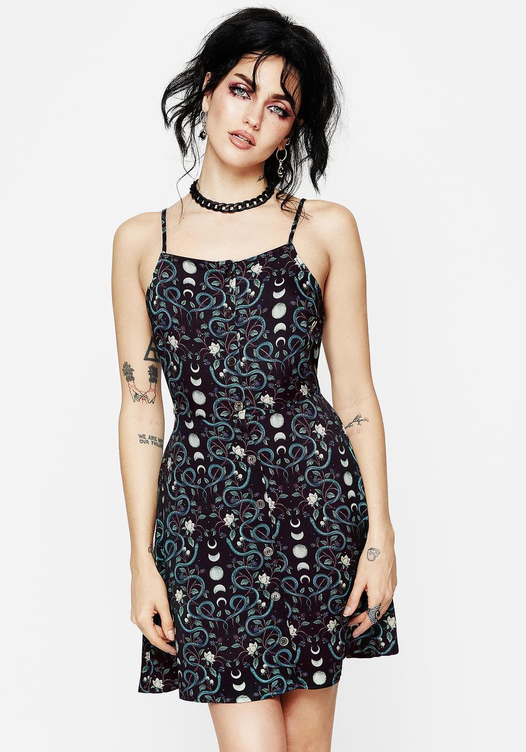 Pythia Button Up Mini Apron Dress Product Image