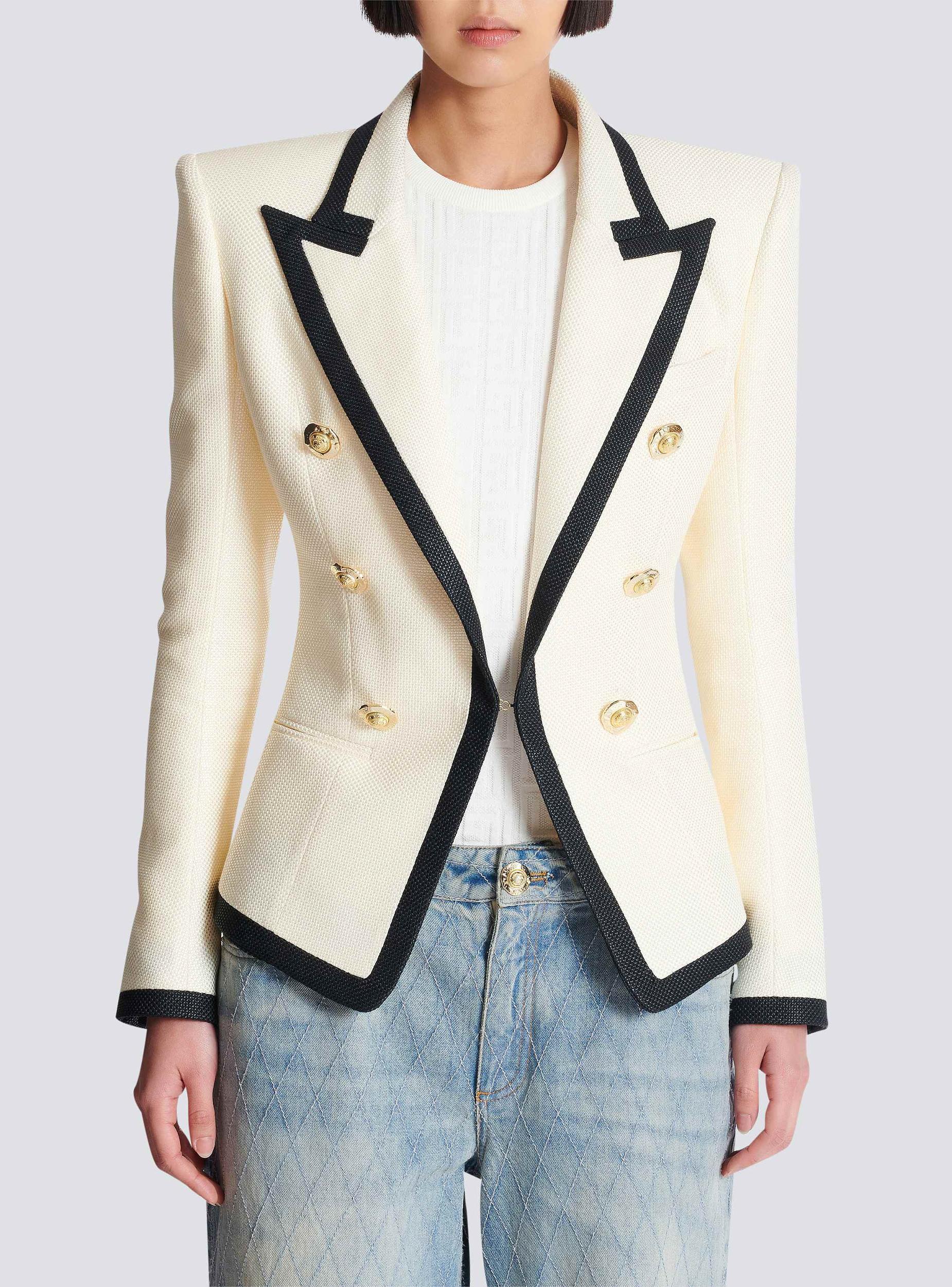Fitted two-tone basketweave jacket Product Image